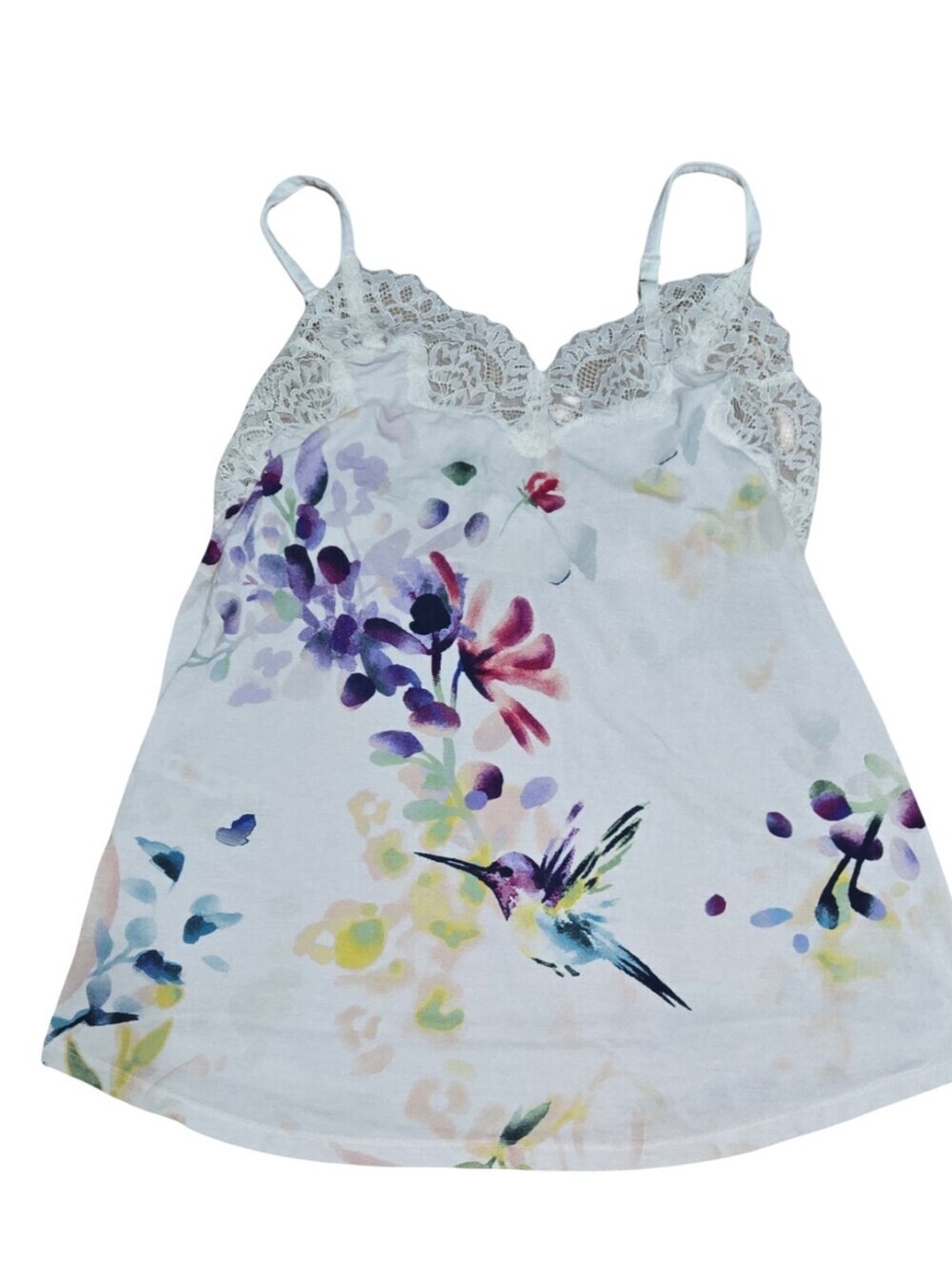 Soma White Branded Floral Feminine Festival Cozy Soft Cotton Y2K Cami XS - Picture 2 of 15
